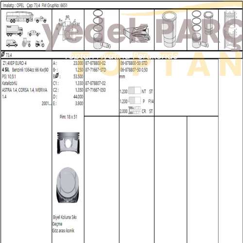 GOETZE OPEL PISTON SEGMAN STD 73.40MM ASTRAG ASTRAH CORSAC CORSAD 1.4 16V Z14XEP